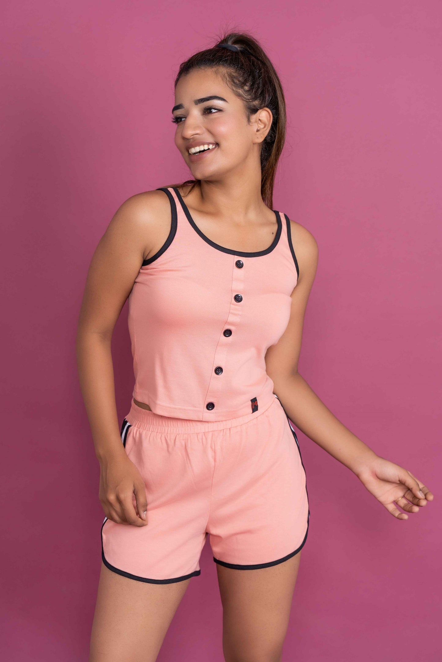 CY Chic Buttoned-Up Co-Ord Set Pink