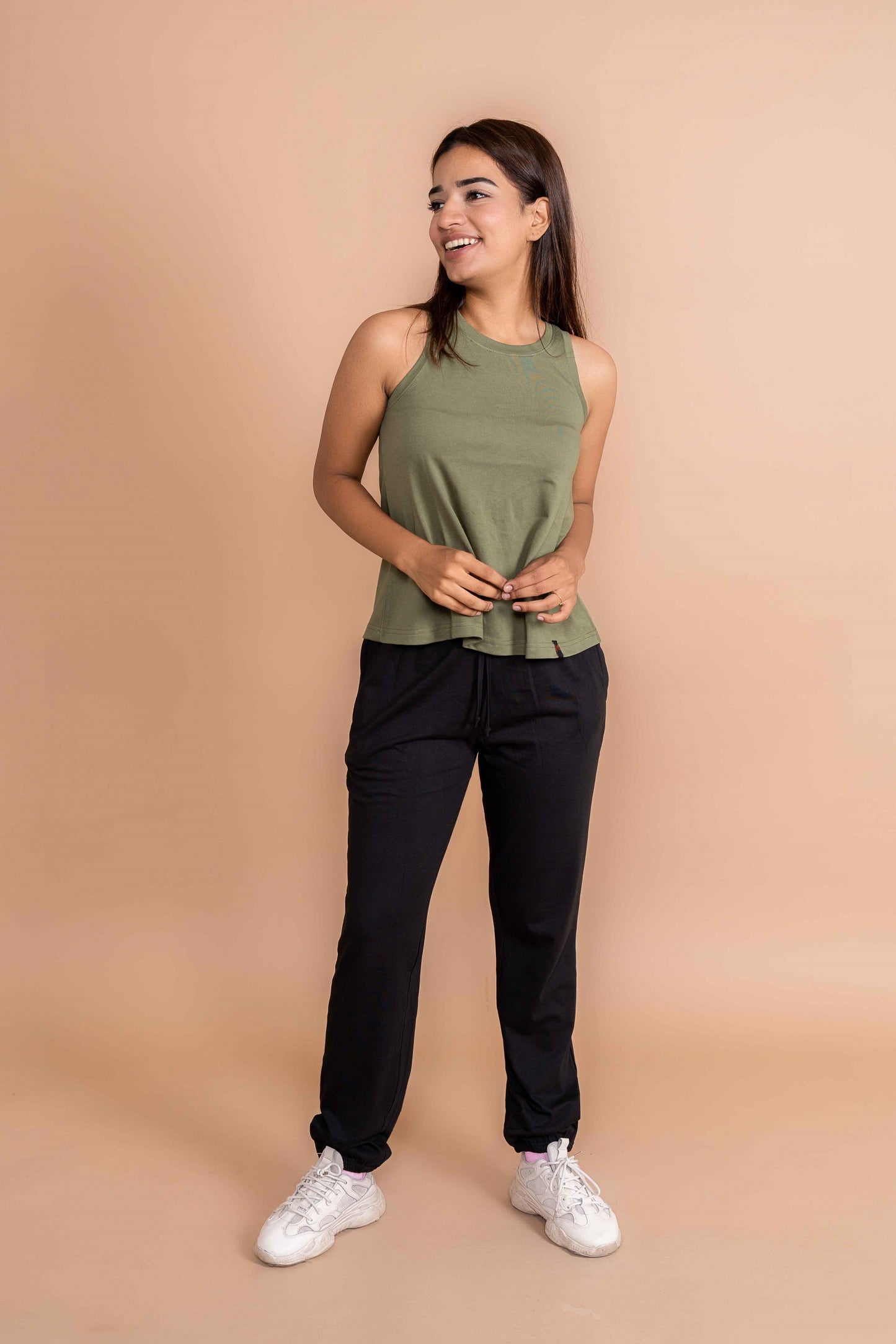 CY Basic Flare Tank Olive Green