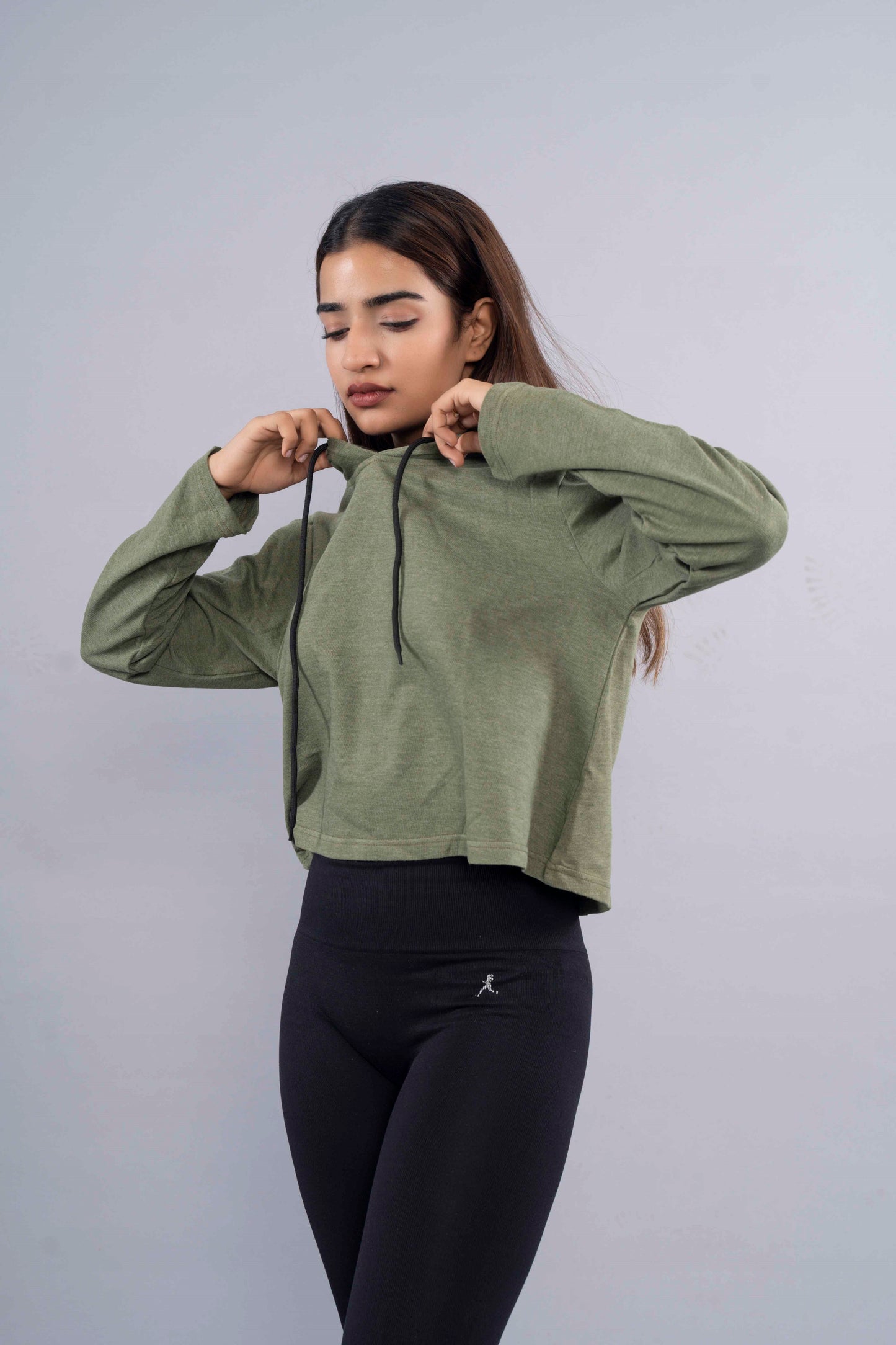 CY Oversized Crop Hoodie Olive Green