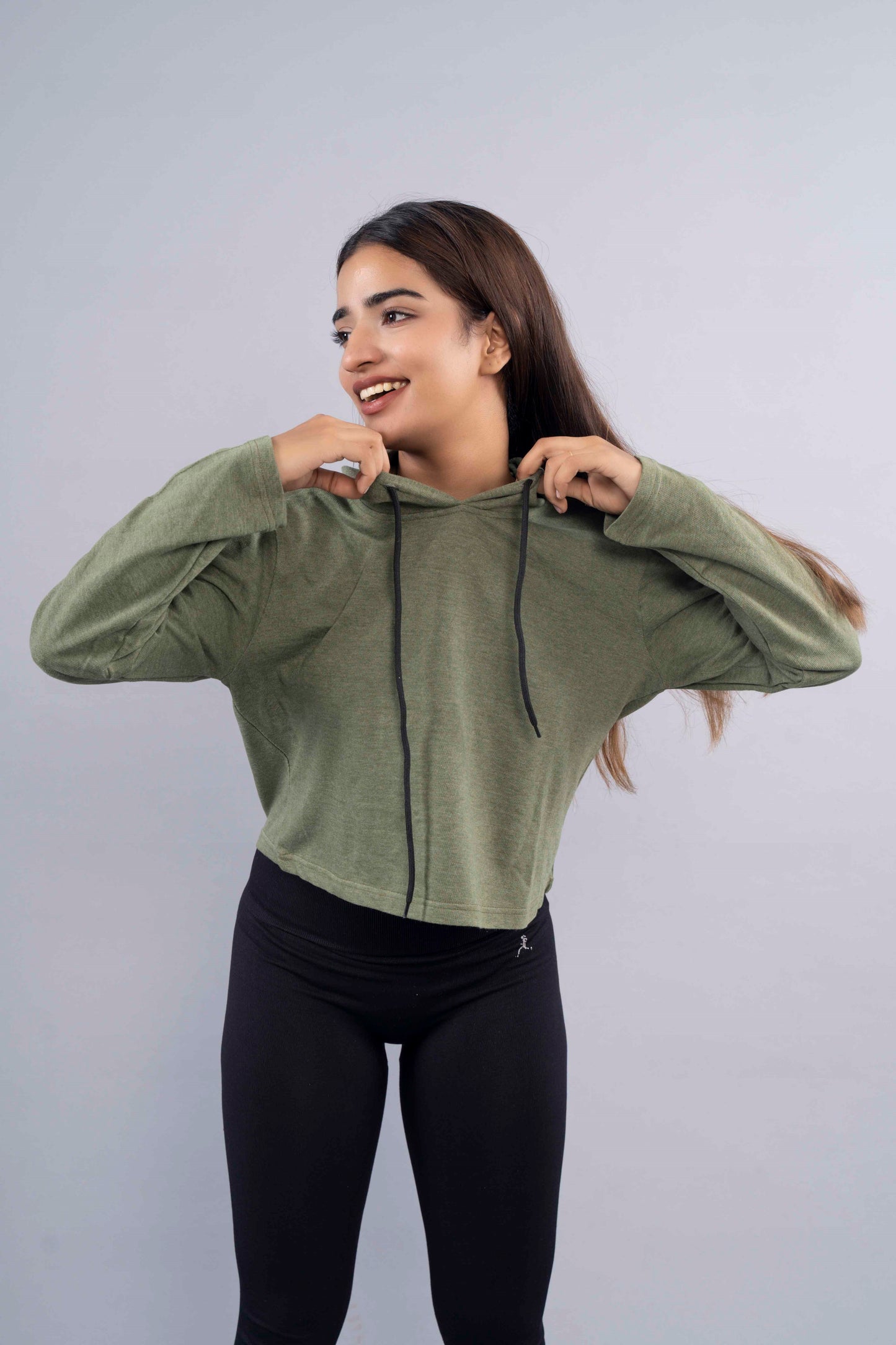 CY Oversized Crop Hoodie Olive Green