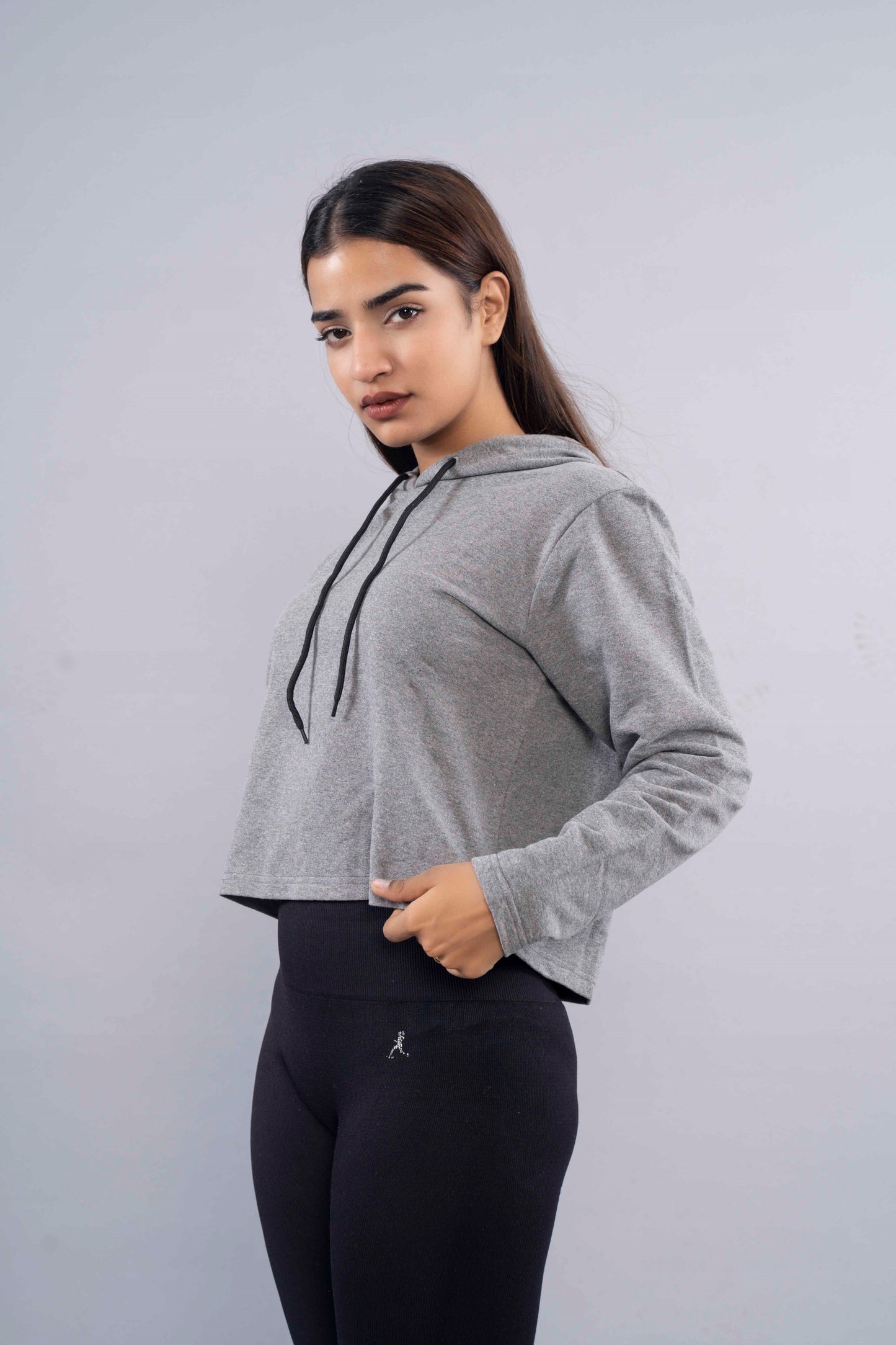 CY Oversized Crop Hoodie Grey